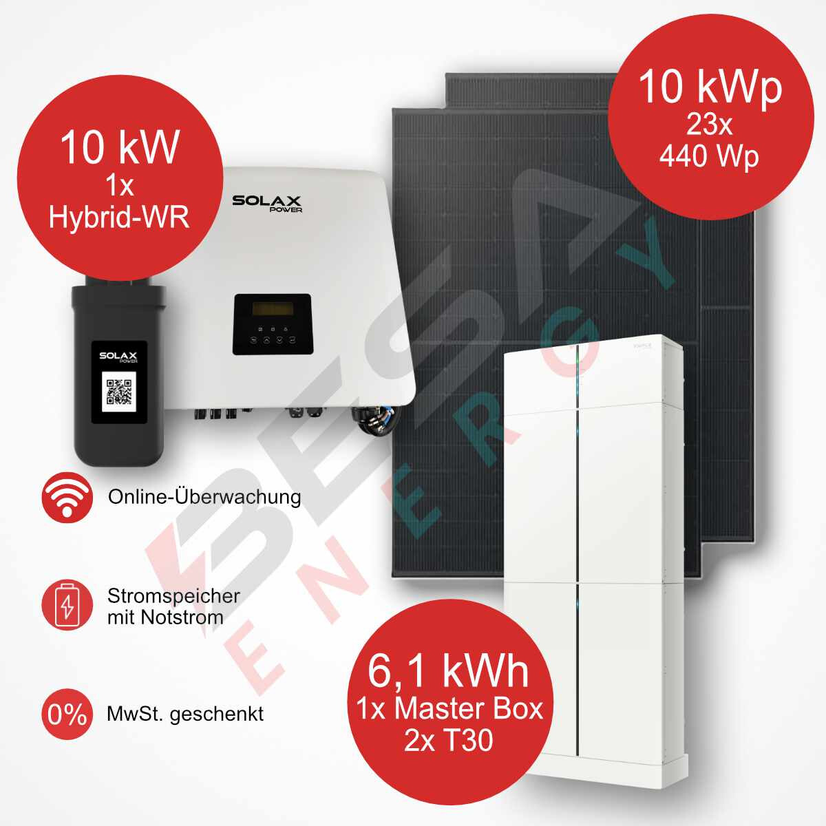 Photovoltaik Komplettanlage 10 Kwp Mit 6 Kwh Speicher Solax 8 919 05