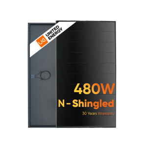 UNITED ENERGY 480 W ULTRA BLACK SHINGLED N-Type PV-Modul...