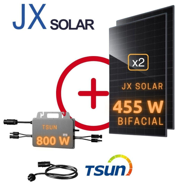 Balkonanlage: JX Solar 910 Wp Bifacial Topcon N-Type | TSUN TSOL-MS800AC