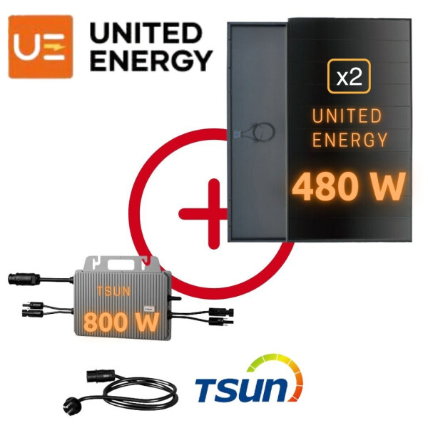 Balkonanlage: UNITED ENERGY 960 Wp ULTRA BLACK Shingled | TSUN TSOL-MS800AC