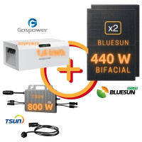 Balkonanlage: BLUESUN 880 Wp Bifacial Topcon N Type | TSUN TSOL-MS800AC | Gospower GPMS-3250B