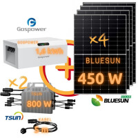 Balkonkraftwerk: BLUESUN 1800 Wp Topcon N Type | TSUN TSOL-MS800-D 1,6 kW | Gospower GPMS-3250B 1,6 kWh