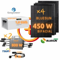 Balkonkraftwerk: BLUESUN 1800 Wp Bifacial Topcon N Type | TSUN TSOL-MS800-D 1,6 kW | Gospower GPMS-3250B 1,6 kWh