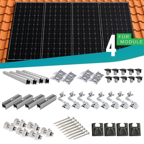 Premium Montagesystem Ziegeldach für 4 Module (Set 2)