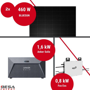 Balkonkraftwerk mit Speicher – 2x BLUESUN 460 W +...