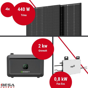 Balkonkraftwerk mit Speicher – 4x Trina 440 W + Fox...