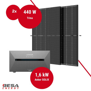 Balkonkraftwerk mit Speicher – 2x Trina 440 W +...