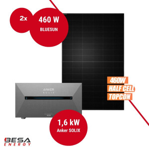 Balkonkraftwerk mit Speicher – 2x BLUESUN 460 W +...