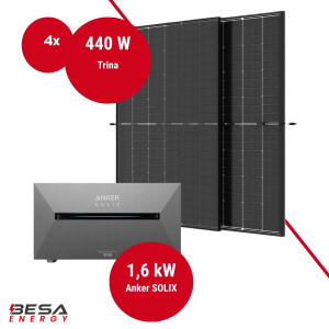 Balkonkraftwerk mit Speicher – 4x Trina 440 W +...