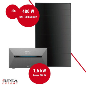 Balkonkraftwerk mit Speicher – 4x UNITED ENERGY 480...