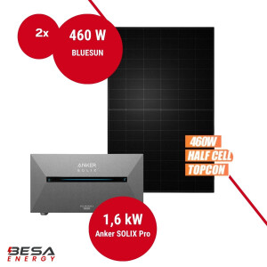 Balkonkraftwerk mit Speicher – 2x BLUESUN 460 W +...