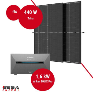 Balkonkraftwerk mit Speicher – 4x Trina 440 W +...