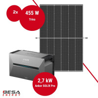 Balkonkraftwerk mit Speicher – 2x Trina 455 W + Anker SOLIX 3 E2700 Pro