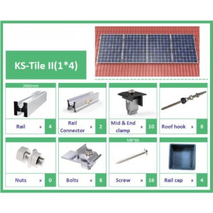 Montagesystem PV 4 Module mit Stockschraube (Ziegel &...