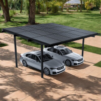 Solarcarport Doppel – 5x6 m – schwarz eloxiert