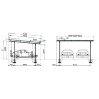 Solarcarport Doppel – 5x6 m – schwarz eloxiert