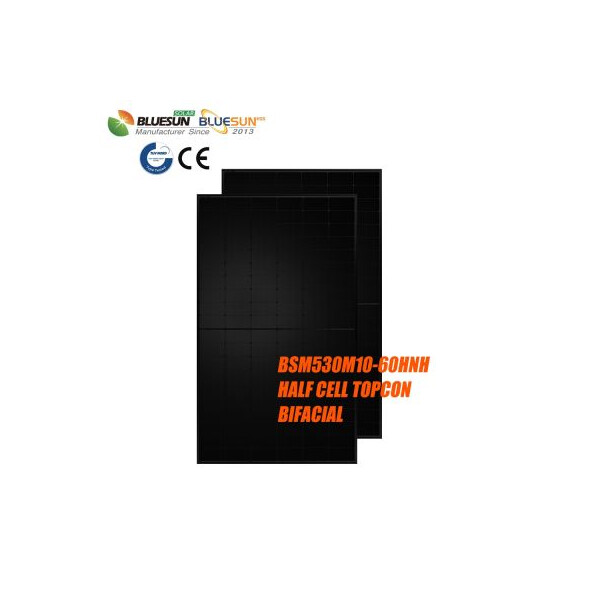 36x Bluesun Solar 530 W BSM530M10-60HNH HALF CELL TOPCON Bifazial Full Black Solarmodul 530 Wp