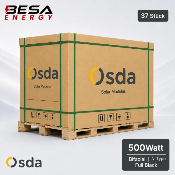 37x OSDA 500 W N PRO Bifazial PV Modul ODA500-27V-MHDBRz Full BlackPalette