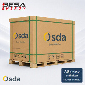 36x OSDA 500 W N PRO Bifazial PV Modul ODA500-27V-MHDBRz...
