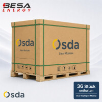 36x OSDA 500 W N PRO Bifazial PV Modul ODA500-27V-MHDBRz Black Frame Palette