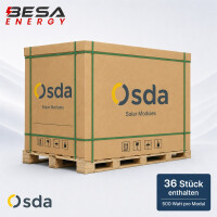 36x OSDA 500 W N PRO Bifazial PV Modul ODA500-27V-MHDBRz Black Frame Palette
