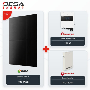 Chisage 10kW Solarpaket 10x Bluesun 480W + 10,24 kWh