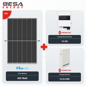 Chisage 10kW Solarpaket 20x Trina 455W + 10,24 kWh